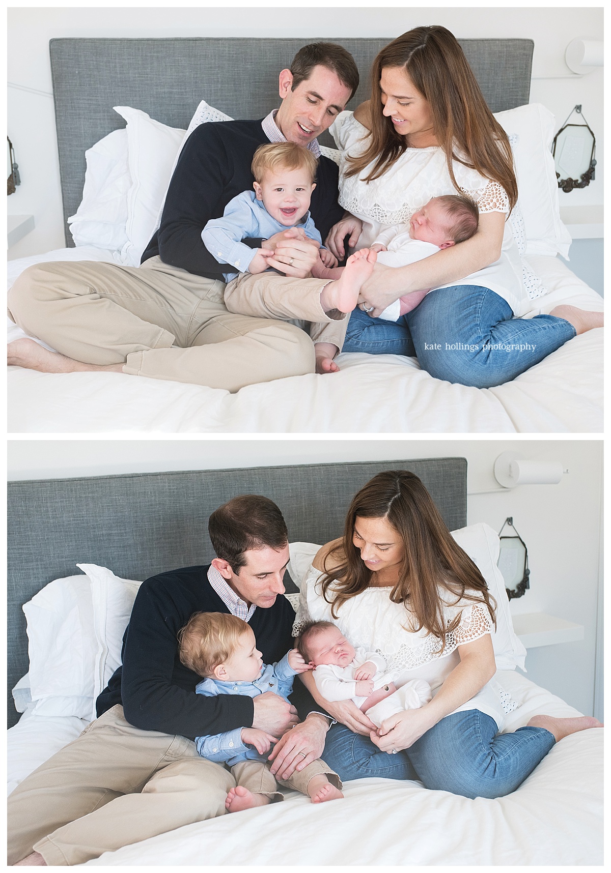 Family gathers in newborn lifestyle session at home