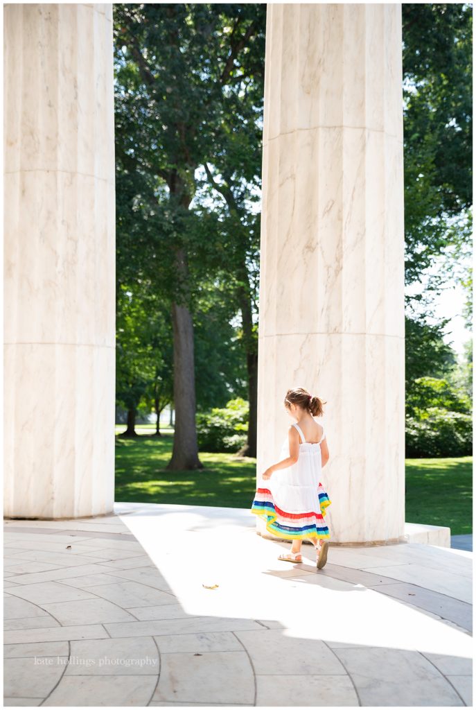 Girl strolls through DC Memorial