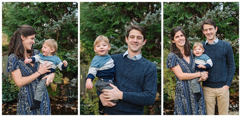 Young family takes photos with son