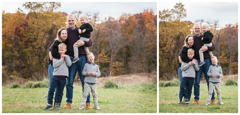 Family photographs in fall foliage