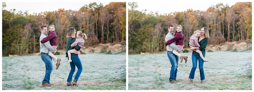 Family dances during photo session