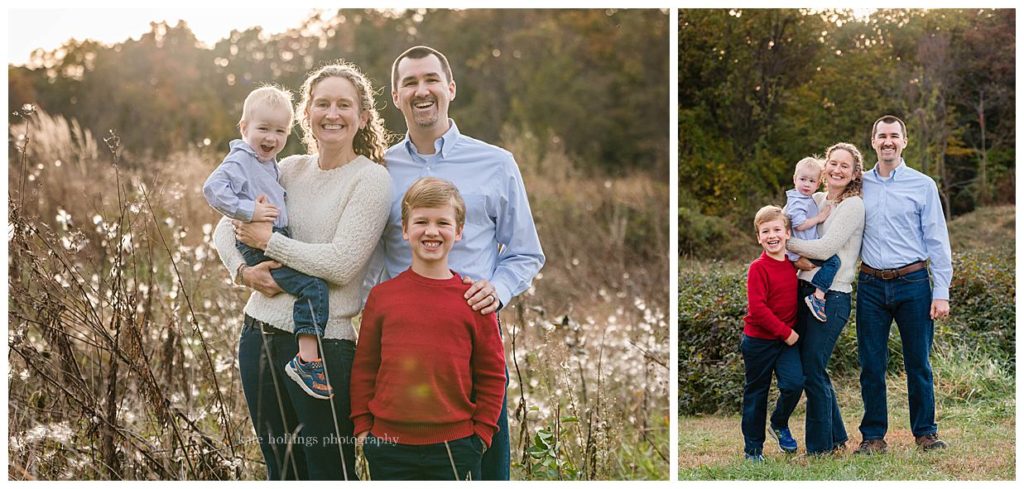 Family in the milkweed fields in November 