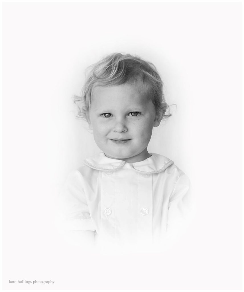 black and white portrait of a boy