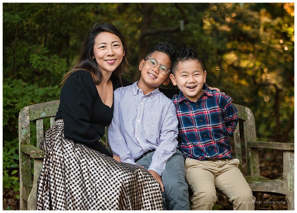 Mother and sons at fall mini session