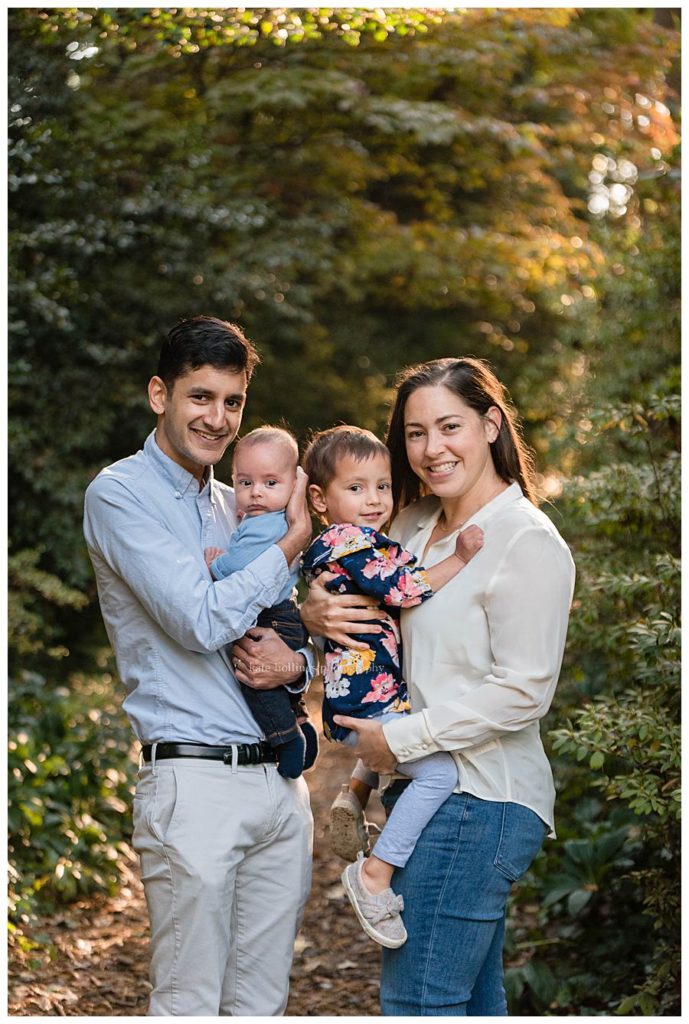 Family of four at fall mini session, Bethesda Maryland
